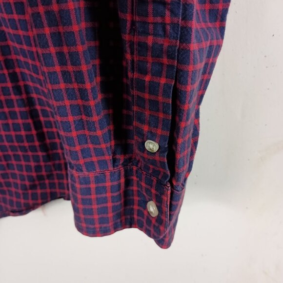 J Crew Slim Oxford Shirt Check Mens L Red Blue Preppy Ivy League Classic - Picture 5 of 8